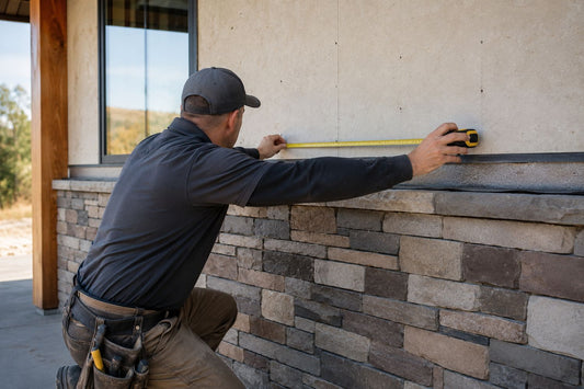 Black Bear Mountain Stone - Stone Veneer - Professional Installer Taking Measurements