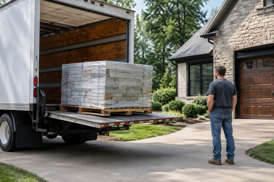 Black Bear Mountain Stone - Stone Veneer - Manufactured Stone Veneer Being Delivered