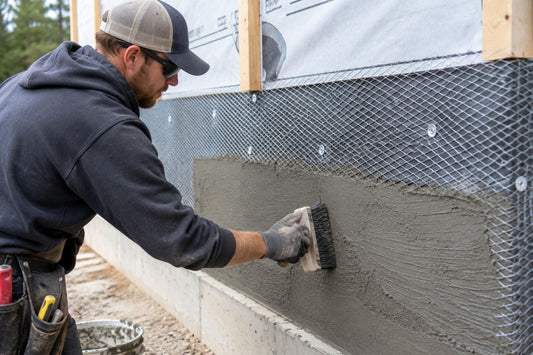 Black Bear Mountain Stone - Stone Veneer - Professional Installer Preparing the Substrate for a Stone Veneer Installation